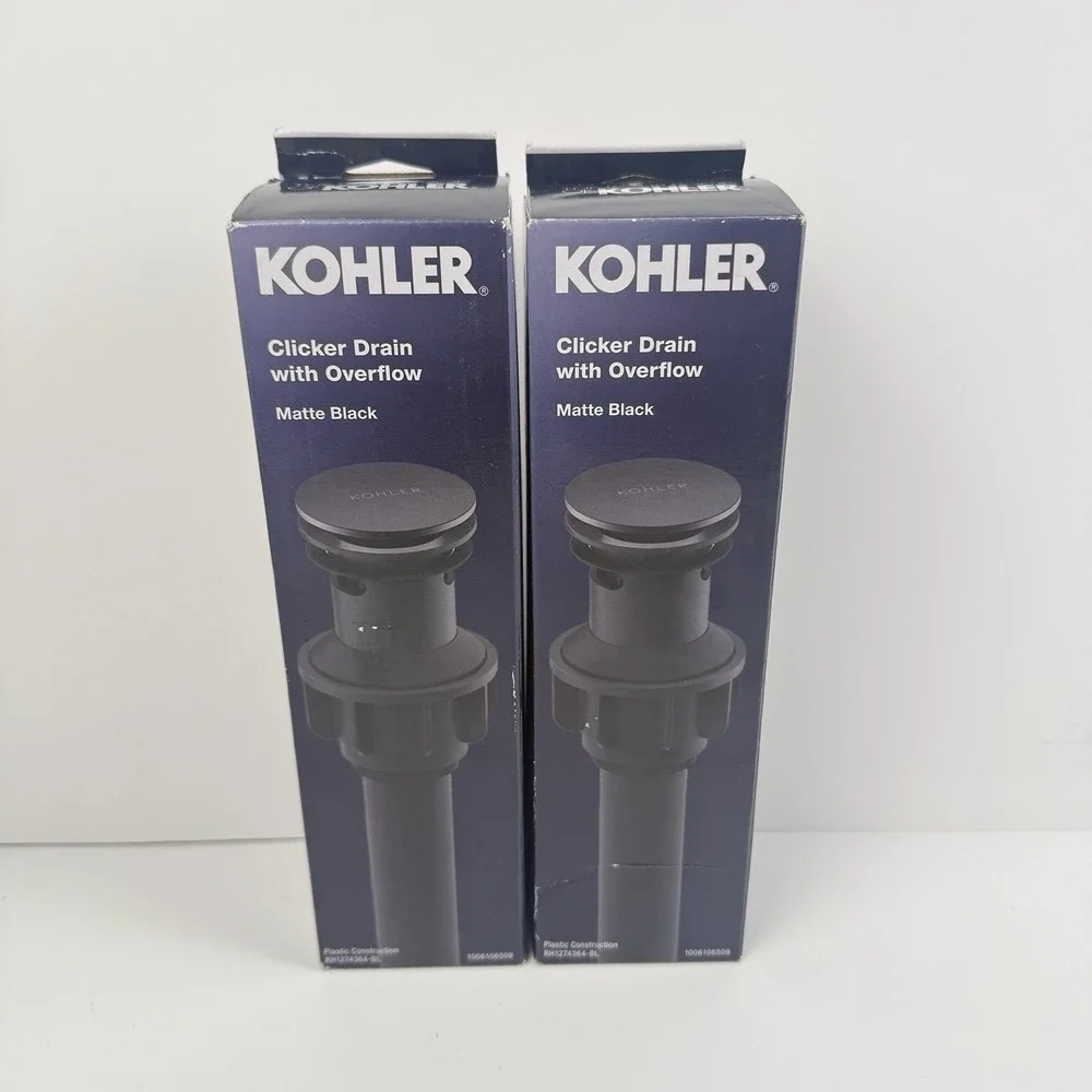 Kohler Standard Clicker Drain w Overflow Lot 2 Two Matte Black, RH1274364-BL